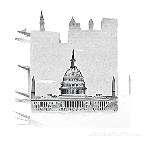 DC Skyline (Including US Capitol, White House, Washington Monument, and Lincoln Memorial) tattoo design idea