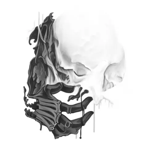 a skeleton with a bloody hand tattoo design idea