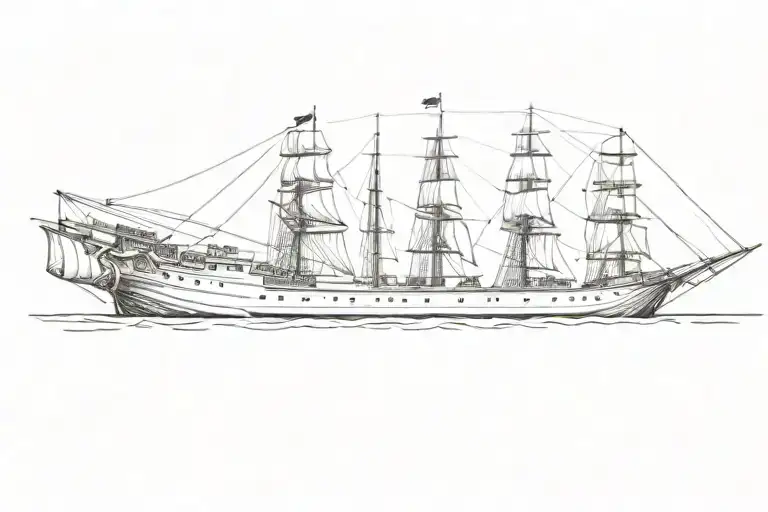 Pirate ship traveling tattoo design idea