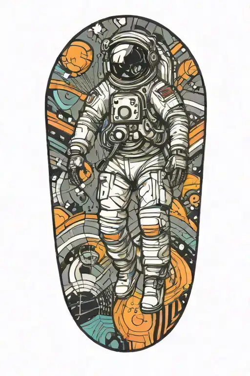 astronaut floating in space tattoo design idea