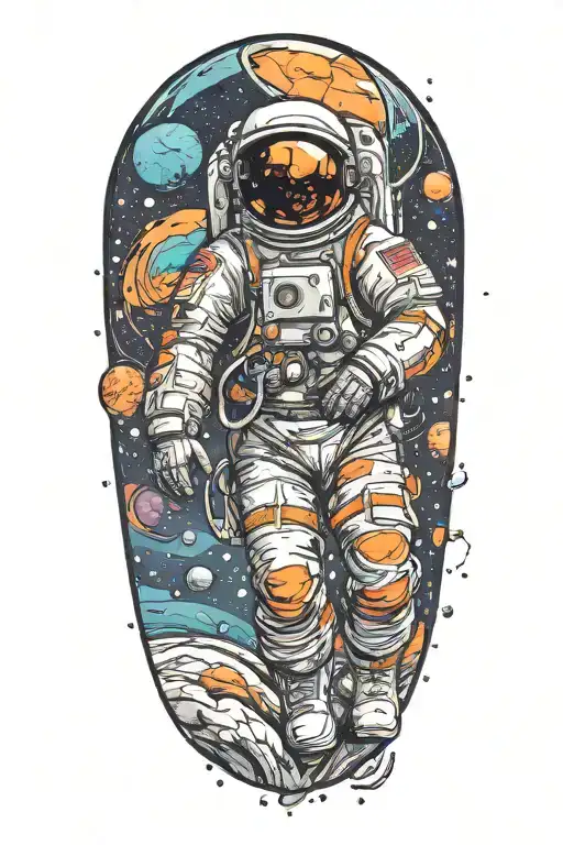 astronaut floating in space tattoo design idea