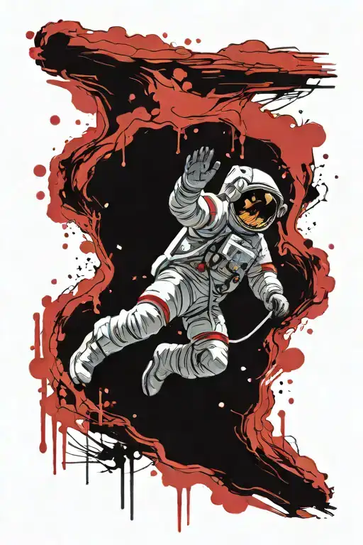 astronaut floating in space tattoo design idea