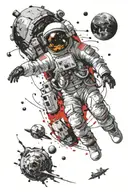 astronaut floating in space tattoo design idea