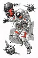 astronaut floating in space tattoo design idea