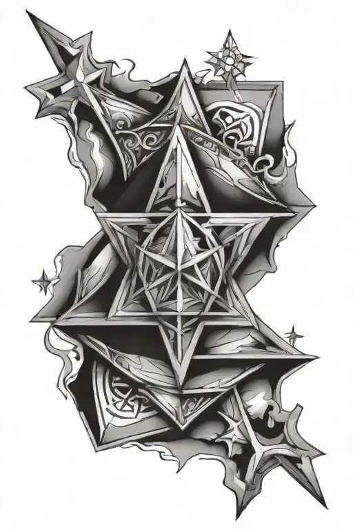 8 pointed star with ramiel in the middle part tattoo design idea