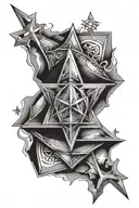 8 pointed star with ramiel in the middle part tattoo design idea