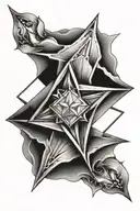 8 pointed star with ramiel in the middle part tattoo design idea