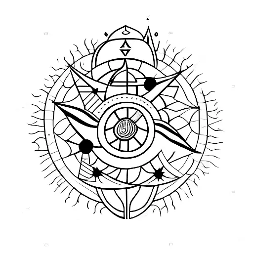 Camino de Santiago, Sun, love and confidence, fine lines tattoo design idea