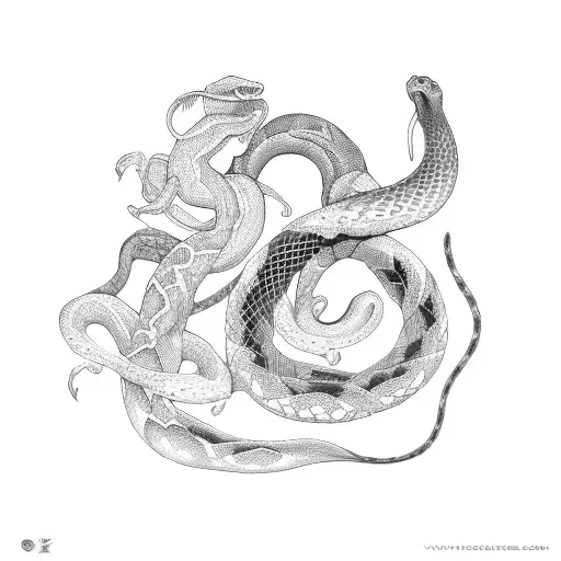 girl with two snakes tattoo design idea