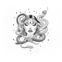 girl with two snakes tattoo design idea
