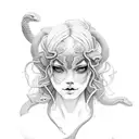 girl with two snakes tattoo design idea