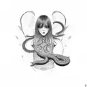 girl with two snakes tattoo design idea