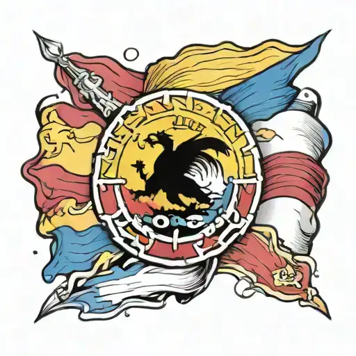 Italian, venezuelan and colombian flag torn skin tattoo design idea