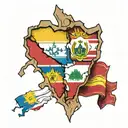 Italian, venezuela and colombian flags torn skin opening tattoo design idea