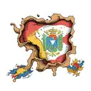 Italian, venezuela and colombian flags torn skin opening tattoo design idea