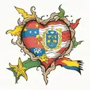 Italian, venezuela and colombian flags torn skin opening tattoo design idea