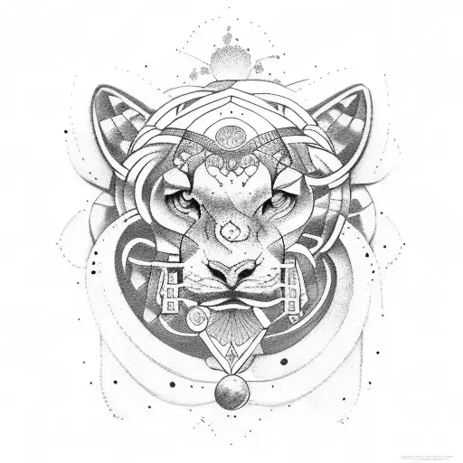 leo and libra combined tattoo design idea