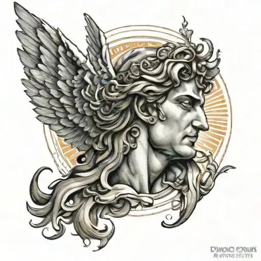 David. Greek mythology, art, graphics ,sun, wings tattoo design idea