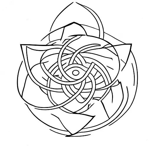 A minimalist tattoo of a stargate with the silhouette of a mountain in the background tattoo design idea