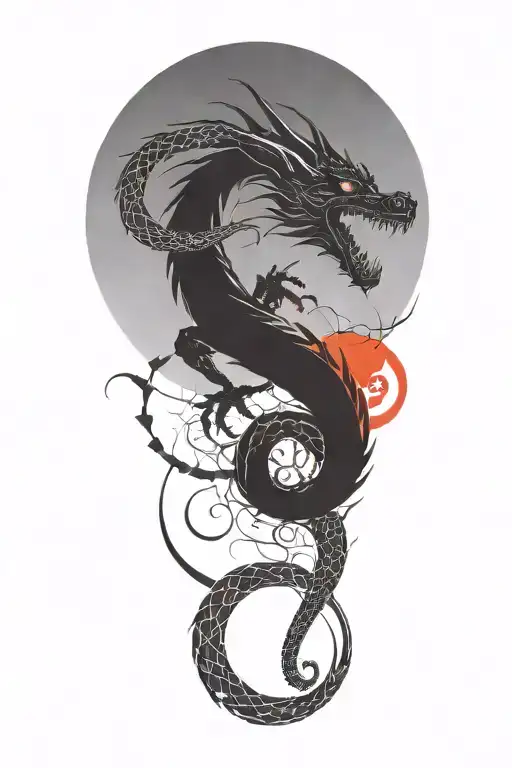 dragon in the shape of an infinity symbol incorporated add dot work tattoo design idea