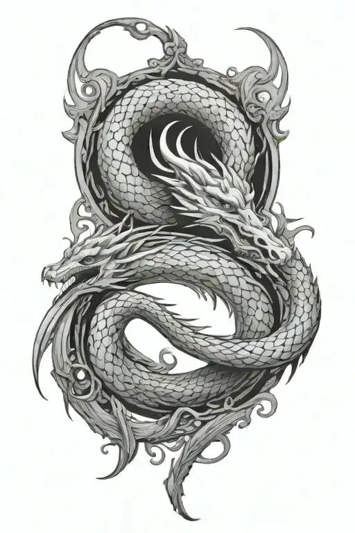 dragon in infinity symbol shape tattoo design idea