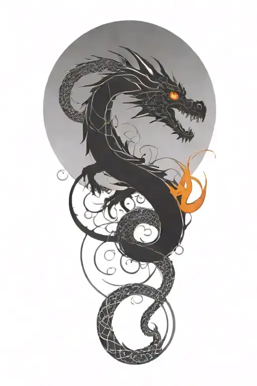 dragon in the shape of an infinity symbol incorporated add dot work tattoo design idea
