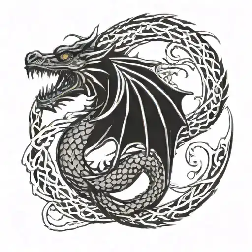 dragon in the shape of an infinity symbol incorporated tattoo design idea