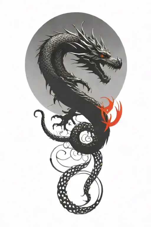 dragon in the shape of an infinity symbol incorporated add dot work tattoo design idea