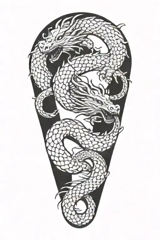 dragon in the shape of an infinity symbol incorporated add dot work tattoo design idea