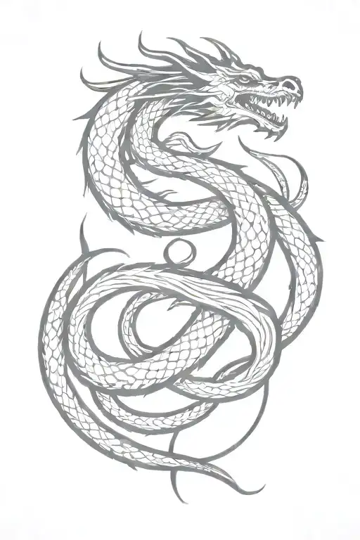 simple dragon wrapped in an infinity symbol shape tattoo design idea