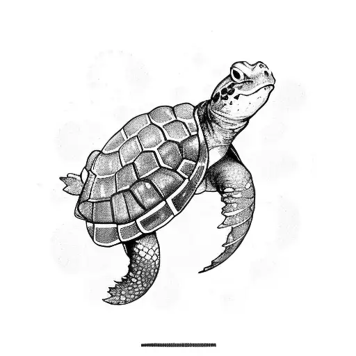 eel protecting a turtle and seahorse tattoo design idea