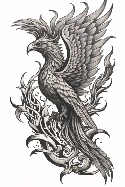 phoenix rising from ashes tattoo design idea