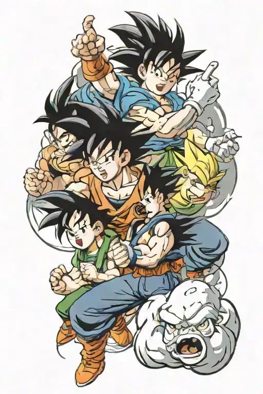 Goku, son gohan y goten tattoo design idea