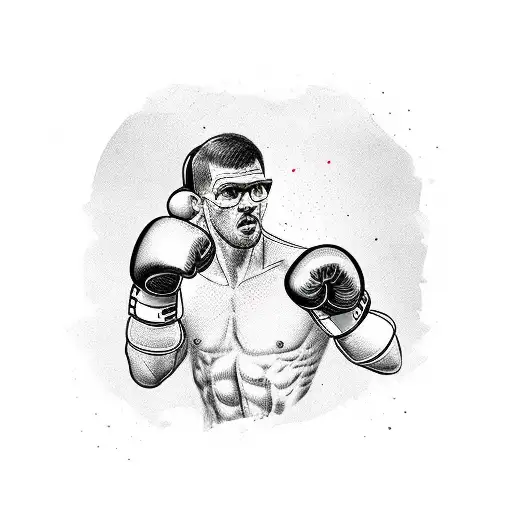 stork as a human boxer  tattoo design idea