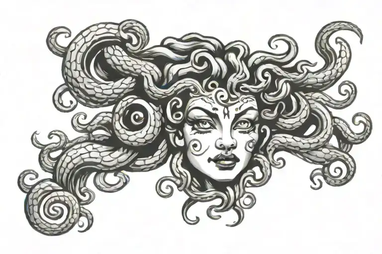 Medusa face tattoo design idea