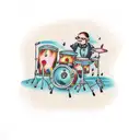 Drunk turtle playing jazz drums tattoo design idea