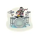 Drunk turtle playing jazz drums tattoo design idea