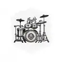 Drunk turtle playing jazz drums tattoo design idea