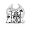 Drunk turtle playing jazz drums tattoo design idea