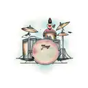 Drunk turtle playing jazz drums tattoo design idea