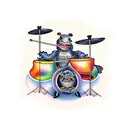 Drunk turtle playing jazz drums tattoo design idea