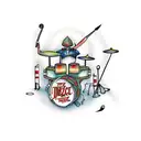 Drunk turtle playing jazz drums tattoo design idea