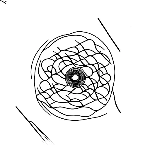 A minimalist tattoo of a vinyl record with sound waves emanating from it. tattoo design idea