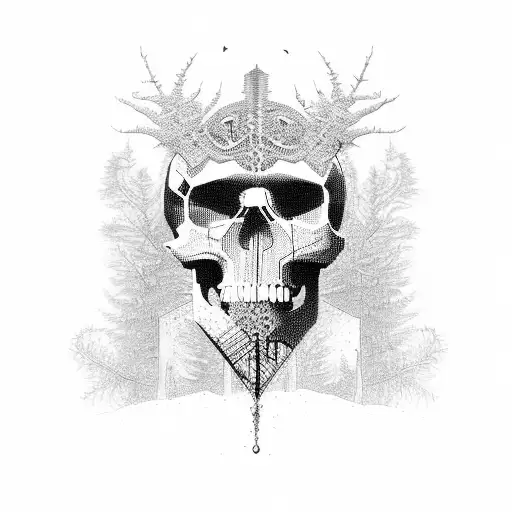 skull tree tattoo design idea
