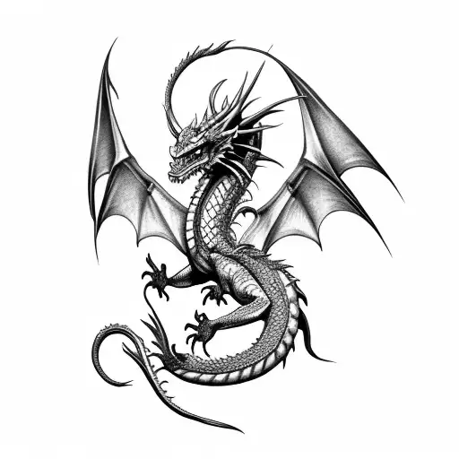 dragon with spikes tattoo design idea
