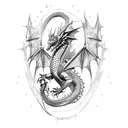 dragon with spikes tattoo design idea