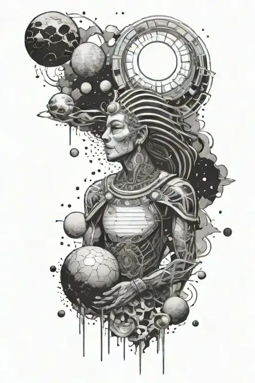 solar system ancient egypt astral projection sleeve tattoo design idea