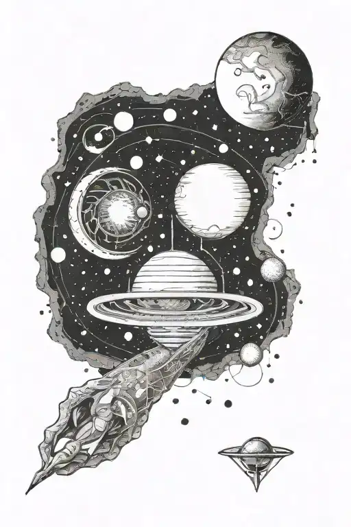 ancient egypt astral projection solar system planets sleeve  tattoo design idea