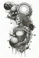 solar system ancient egypt astral projection sleeve tattoo design idea