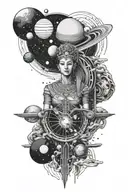 solar system ancient egypt astral projection sleeve tattoo design idea